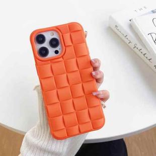 For iPhone 14 Plus 3D Cube Weave Texture Skin Feel Phone Case(Orange)
