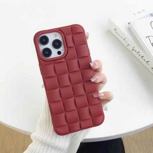 For iPhone 13 3D Cube Weave Texture Skin Feel Phone Case(Wine Red)