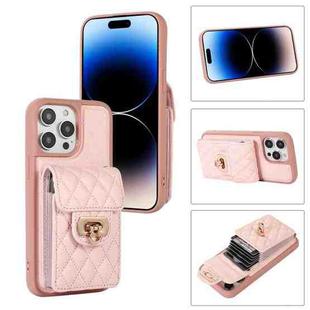 For iPhone 14 Pro Max Card Slot Leather Phone Case(Pink)