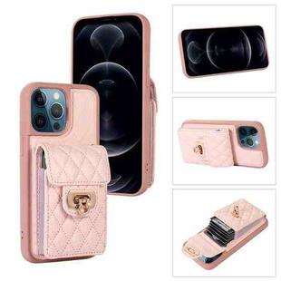 For iPhone 12 Pro Max Card Slot Leather Phone Case(Pink)
