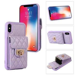For iPhone XS Max Card Slot Leather Phone Case(Purple)