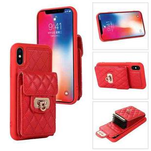 For iPhone XS / X Card Slot Leather Phone Case(Red)
