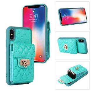 For iPhone XS / X Card Slot Leather Phone Case(Mint Green)