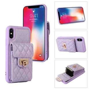 For iPhone XS / X Card Slot Leather Phone Case(Purple)