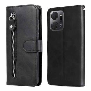 For Honor X7a Calf Texture Zipper Leather Phone Case(Black)