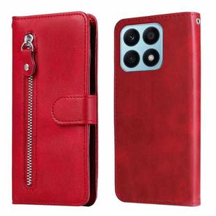 For Honor X8a Calf Texture Zipper Leather Phone Case(Red)