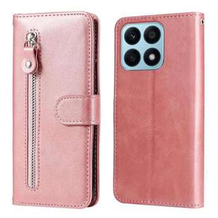 For Honor X8a Calf Texture Zipper Leather Phone Case(Rose Gold)