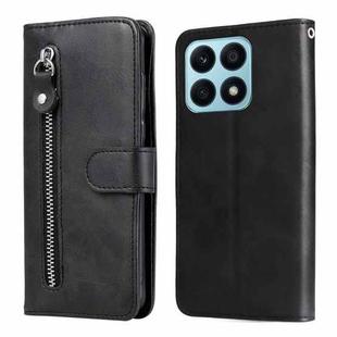 For Honor X8a Calf Texture Zipper Leather Phone Case(Black)