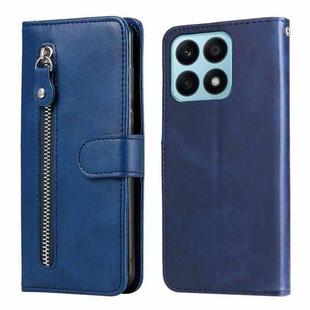 For Honor X8a Calf Texture Zipper Leather Phone Case(Blue)
