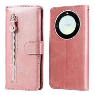 For Honor X9a/X40 5G/Magic5 Lite Calf Texture Zipper Leather Phone Case(Rose Gold)