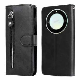 For Honor X9a/X40 5G/Magic5 Lite Calf Texture Zipper Leather Phone Case(Black)