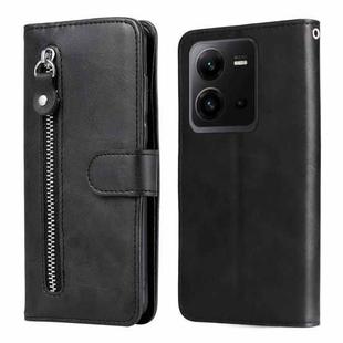 For vivo V25 5G/V25e 4G Calf Texture Zipper Leather Phone Case(Black)