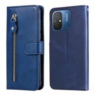 For Xiaomi Redmi 11A 4G/12C Calf Texture Zipper Leather Phone Case(Blue)