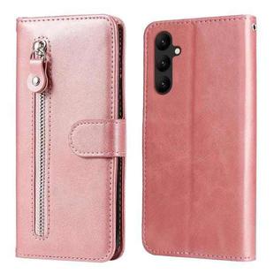 For Samsung Galaxy A24 4G Calf Texture Zipper Leather Phone Case(Rose Gold)