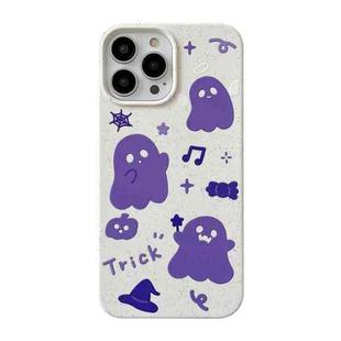 For iPhone 14 Pro Ins Style Lovely Pattern Degradable Phone Case(Ghost Purple)