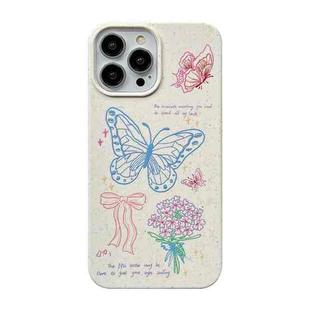 For iPhone 14 Pro Max Ins Style Lovely Pattern Degradable Phone Case(Butterfly)