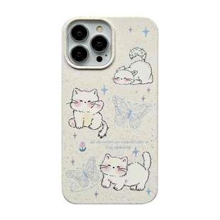 For iPhone 14 Pro Max Ins Style Lovely Pattern Degradable Phone Case(Lazy Cat)