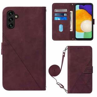 For Samsung Galaxy A34 5G Crossbody 3D Embossed Flip Leather Phone Case(Wine Red)