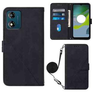 For Motorola Moto E13 Crossbody 3D Embossed Flip Leather Phone Case(Black)