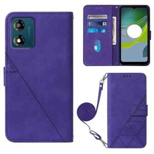 For Motorola Moto E13 Crossbody 3D Embossed Flip Leather Phone Case(Purple)