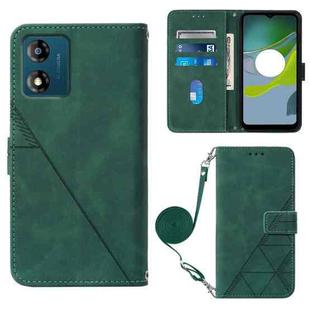 For Motorola Moto E13 Crossbody 3D Embossed Flip Leather Phone Case(Dark Green)