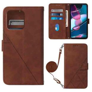 For Motorola Moto Edge+ 2023 Crossbody 3D Embossed Flip Leather Phone Case(Brown)