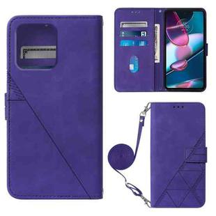 For Motorola Moto Edge+ 2023 Crossbody 3D Embossed Flip Leather Phone Case(Purple)