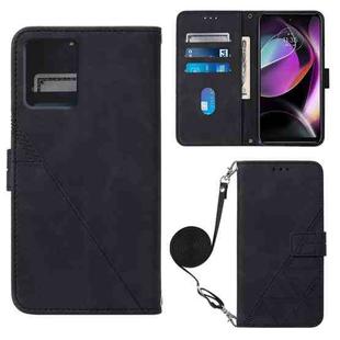 For Motorola Moto G 5G 2023 Crossbody 3D Embossed Flip Leather Phone Case(Black)