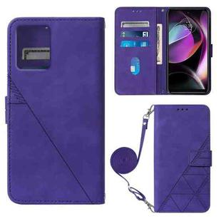 For Motorola Moto G 5G 2023 Crossbody 3D Embossed Flip Leather Phone Case(Purple)