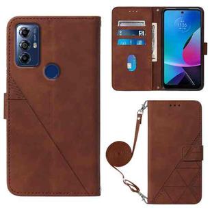 For Motorola Moto G Play 2023 / G Power 2022 / G Pure 2021 Crossbody 3D Embossed Flip Leather Phone Case(Brown)
