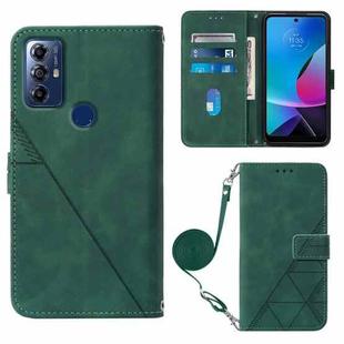 For Motorola Moto G Play 2023 / G Power 2022 / G Pure 2021 Crossbody 3D Embossed Flip Leather Phone Case(Dark Green)
