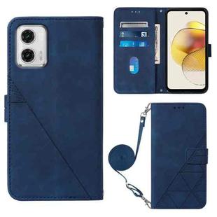 For Motorola Moto G73 Crossbody 3D Embossed Flip Leather Phone Case(Blue)