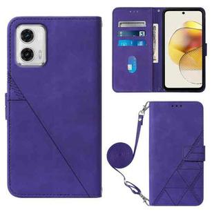 For Motorola Moto G73 Crossbody 3D Embossed Flip Leather Phone Case(Purple)