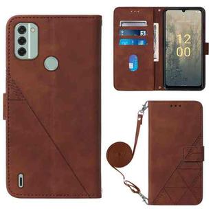 For Nokia C31 Crossbody 3D Embossed Flip Leather Phone Case(Brown)