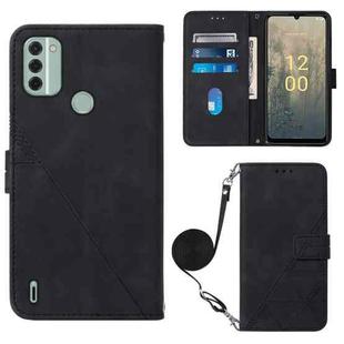 For Nokia C31 Crossbody 3D Embossed Flip Leather Phone Case(Black)