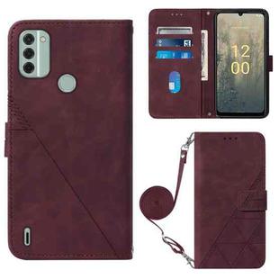 For Nokia C31 Crossbody 3D Embossed Flip Leather Phone Case(Wine Red)