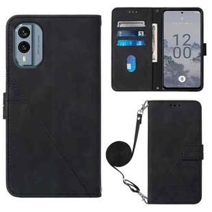 For Nokia X30 5G Crossbody 3D Embossed Flip Leather Phone Case(Black)
