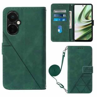 For OnePlus Nord CE3 5G Crossbody 3D Embossed Flip Leather Phone Case(Dark Green)