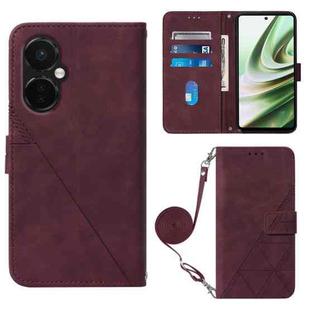 For OnePlus Nord CE3 5G Crossbody 3D Embossed Flip Leather Phone Case(Wine Red)
