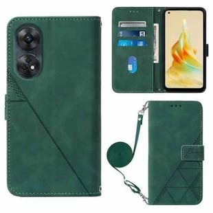 For OPPO  Reno 8T 4G Global Crossbody 3D Embossed Flip Leather Phone Case(Dark Green)
