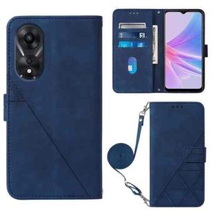 For OPPO A78 / A58 Crossbody 3D Embossed Flip Leather Phone Case(Blue)
