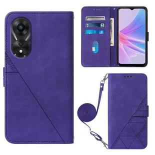 For OPPO A78 / A58 Crossbody 3D Embossed Flip Leather Phone Case(Purple)