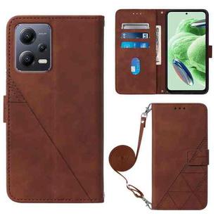 For Xiaomi Redmi Note 12 Global Crossbody 3D Embossed Flip Leather Phone Case(Brown)