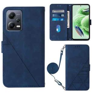 For Xiaomi Redmi Note 12 Global Crossbody 3D Embossed Flip Leather Phone Case(Blue)