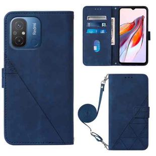 For Xiaomi Redmi 12C / Redmi 11A 4G Global Crossbody 3D Embossed Flip Leather Phone Case(Blue)
