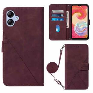 For Samsung Galaxy A04e Crossbody 3D Embossed Flip Leather Phone Case(Wine Red)