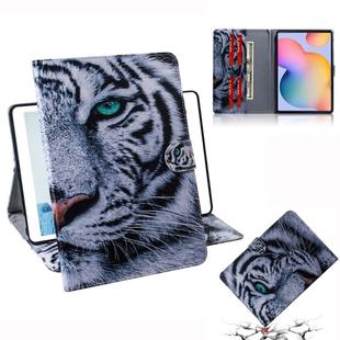 For Galaxy Tab S6 Lite P610 / P615 Colored Drawing Horizontal Flip Leather Case with Holder & Card Slot & Wallet(Tiger)