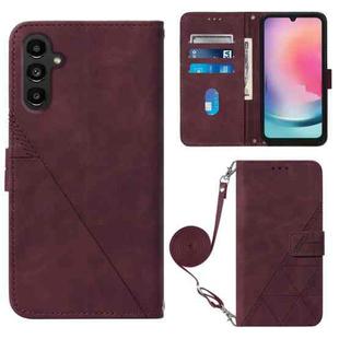 For Samsung Galaxy A24 4G Crossbody 3D Embossed Flip Leather Phone Case(Wine Red)