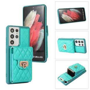 For Samsung Galaxy S21 Ultra 5G Card Slot Leather Phone Case(Mint Green)