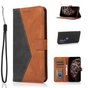 For Motorola Edge+ 2020 Dual-color Stitching Leather Phone Case(Black Brown)